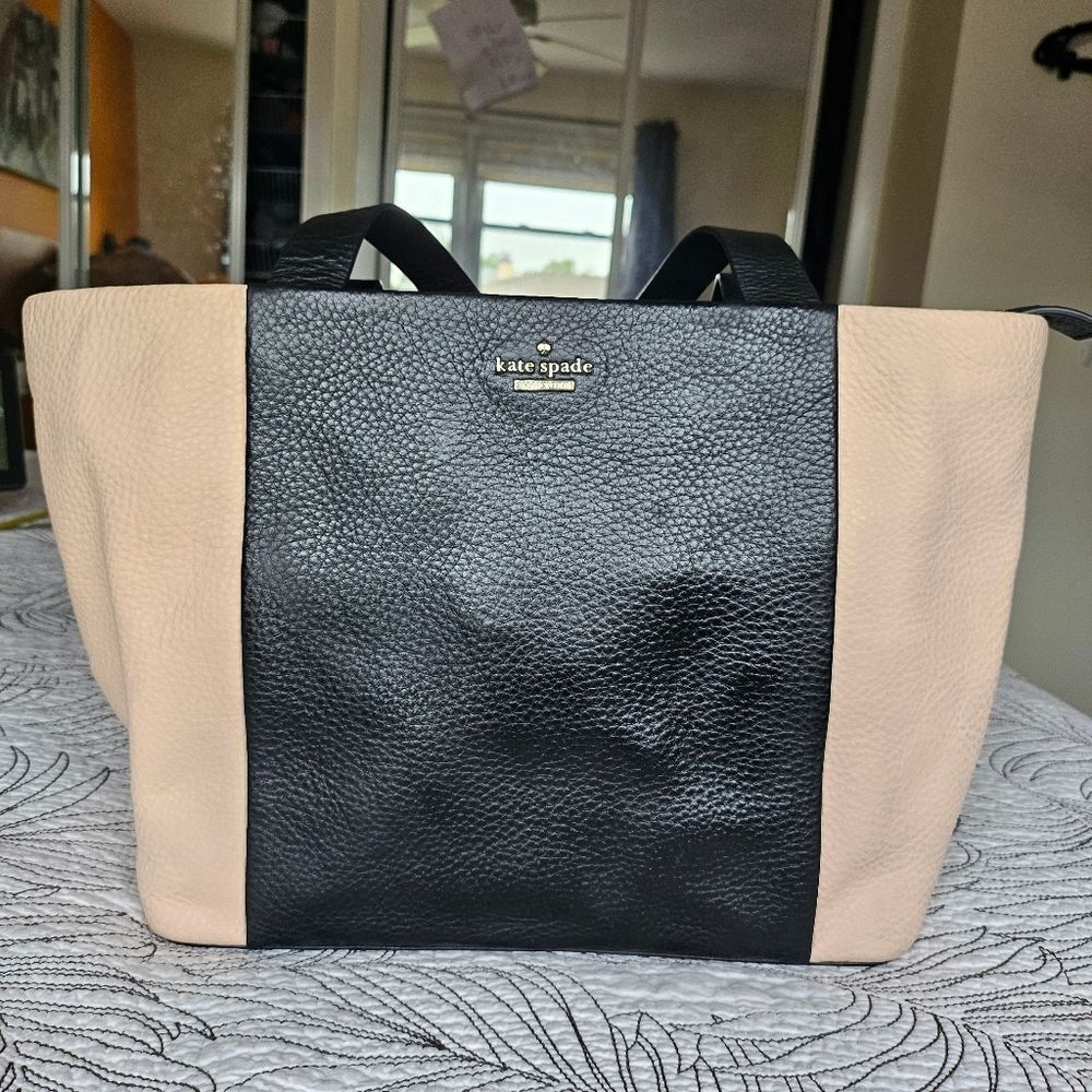 VGUC Kate Spade Black and Tan Leather Tote Color Block